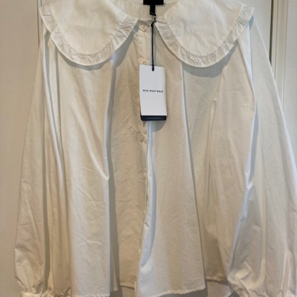 NWT Who What Wear White Peter Pan Style Collar Blouse Size XXL